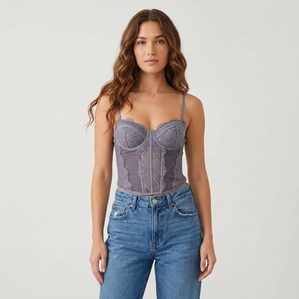Garage Lace Corset Top XS Underwire Bustier Grunge Whimsigoth Fairy Festival